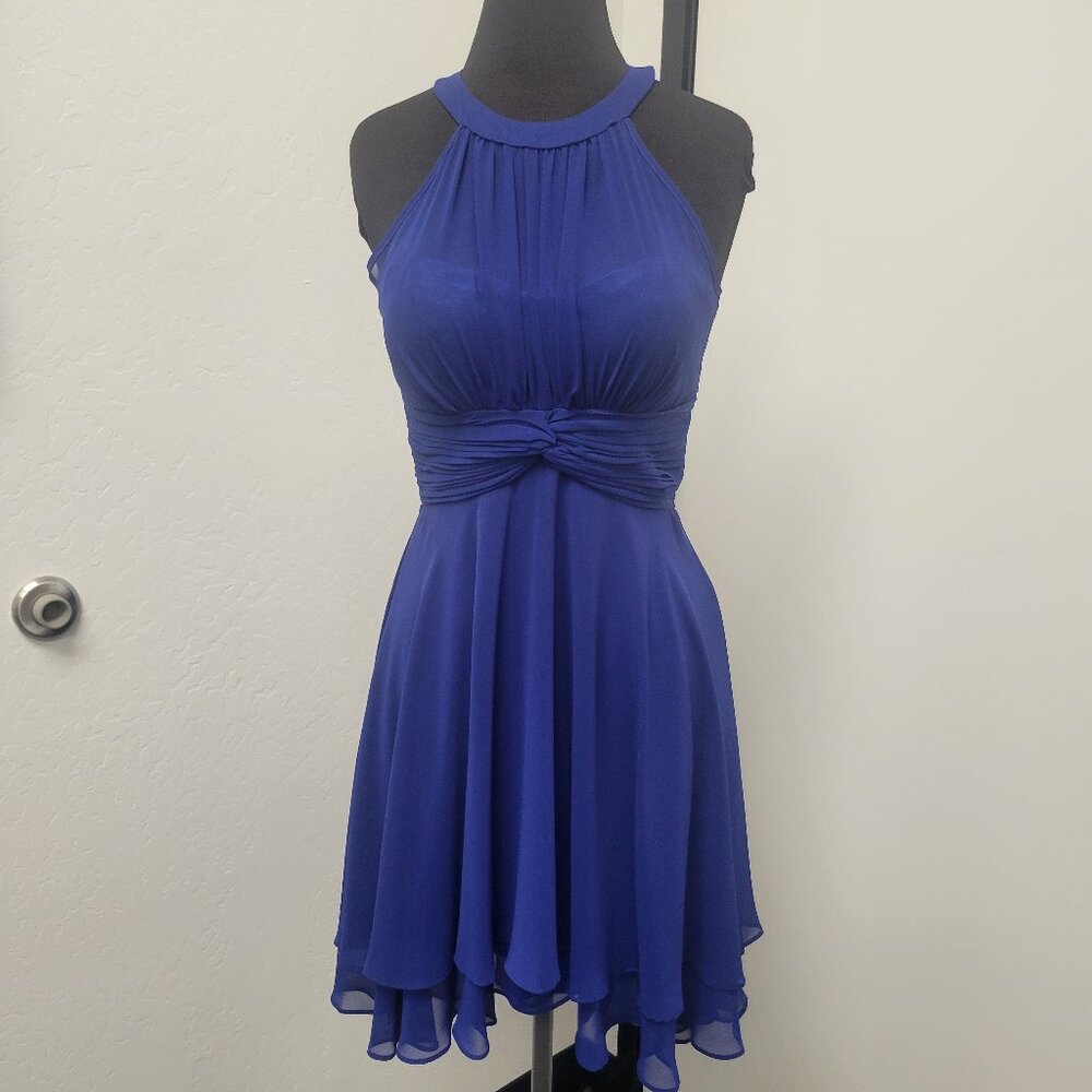 Royal Blue hi-lo chiffon dress